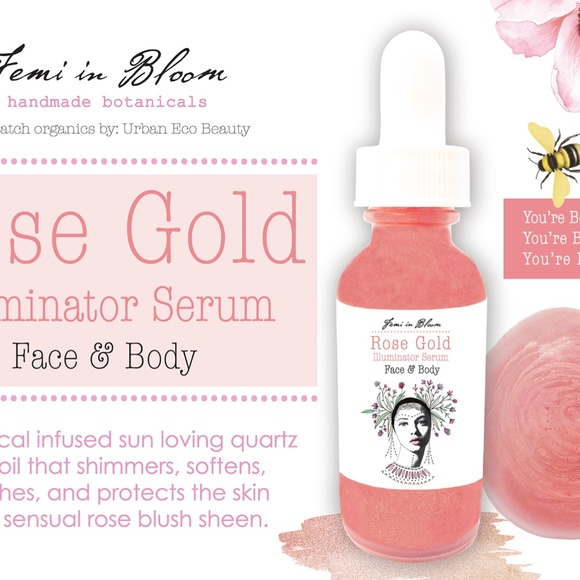 Rose Gold Illuminator Serum for Face and Body / Pink Quartz Shimmer Dewy Glow - Picture 7 of 14